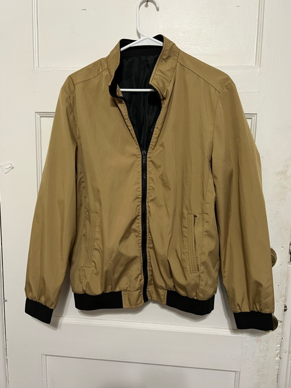 Stunning Manfinity Men's Tan Bomber Jacket with Black Trim
